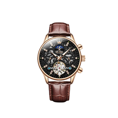Classic Mechanical Automatic Men's Watch with Leather Band