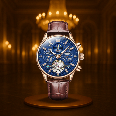 Classic Mechanical Automatic Men's Watch with Leather Band