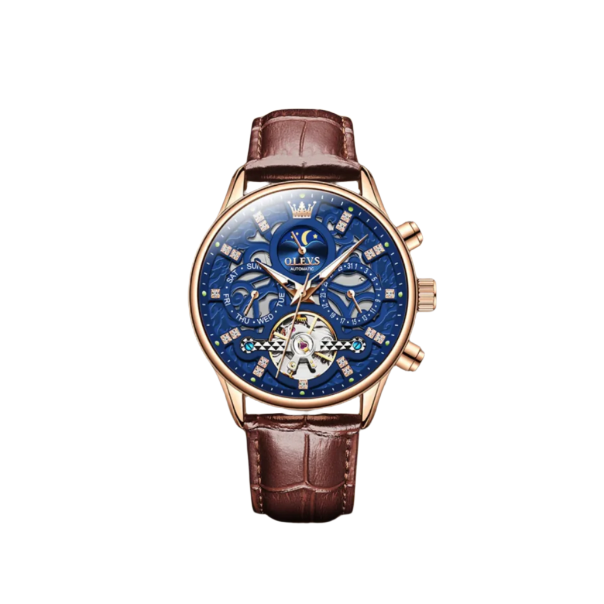 Classic Mechanical Automatic Men's Watch with Leather Band