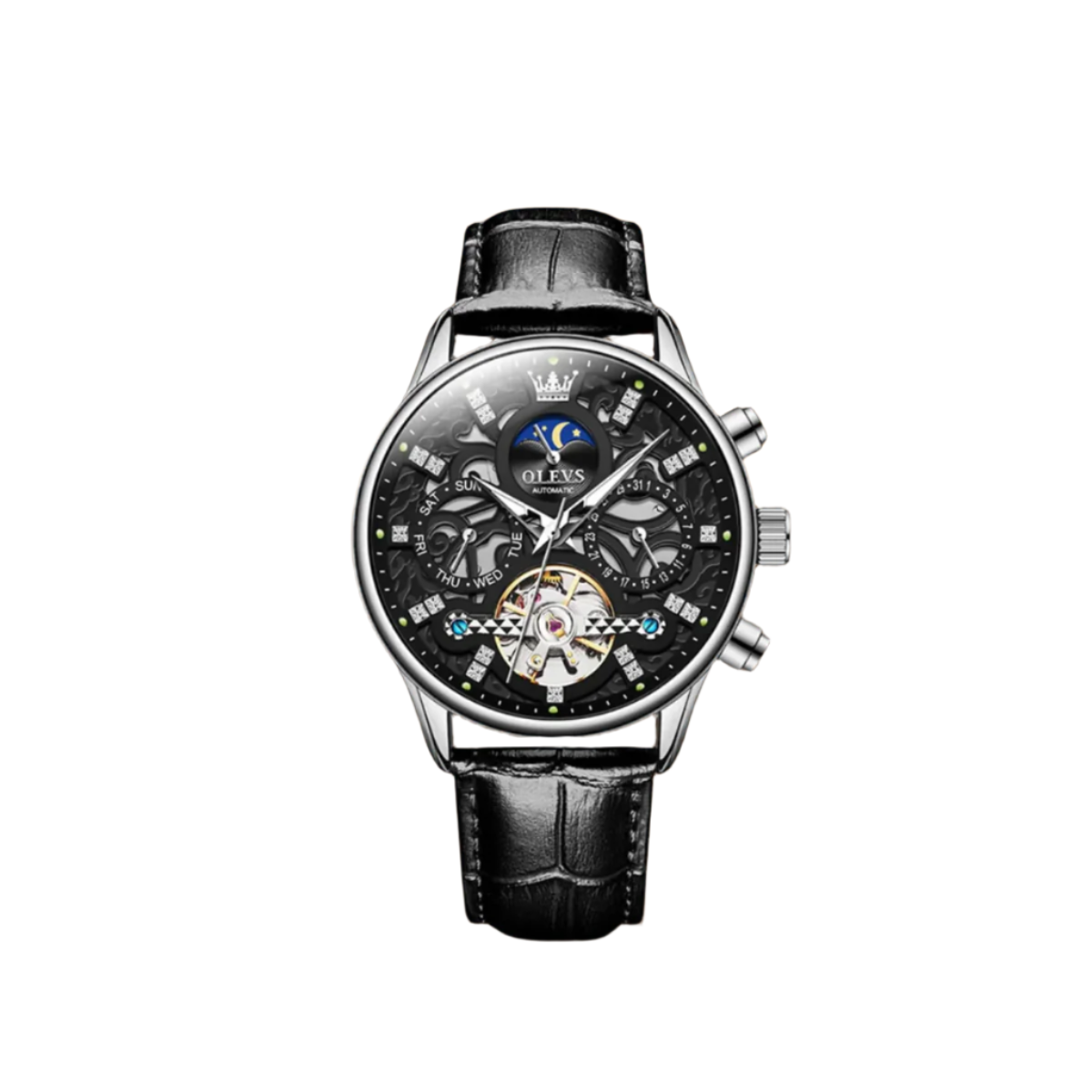 Classic Mechanical Automatic Men's Watch with Leather Band